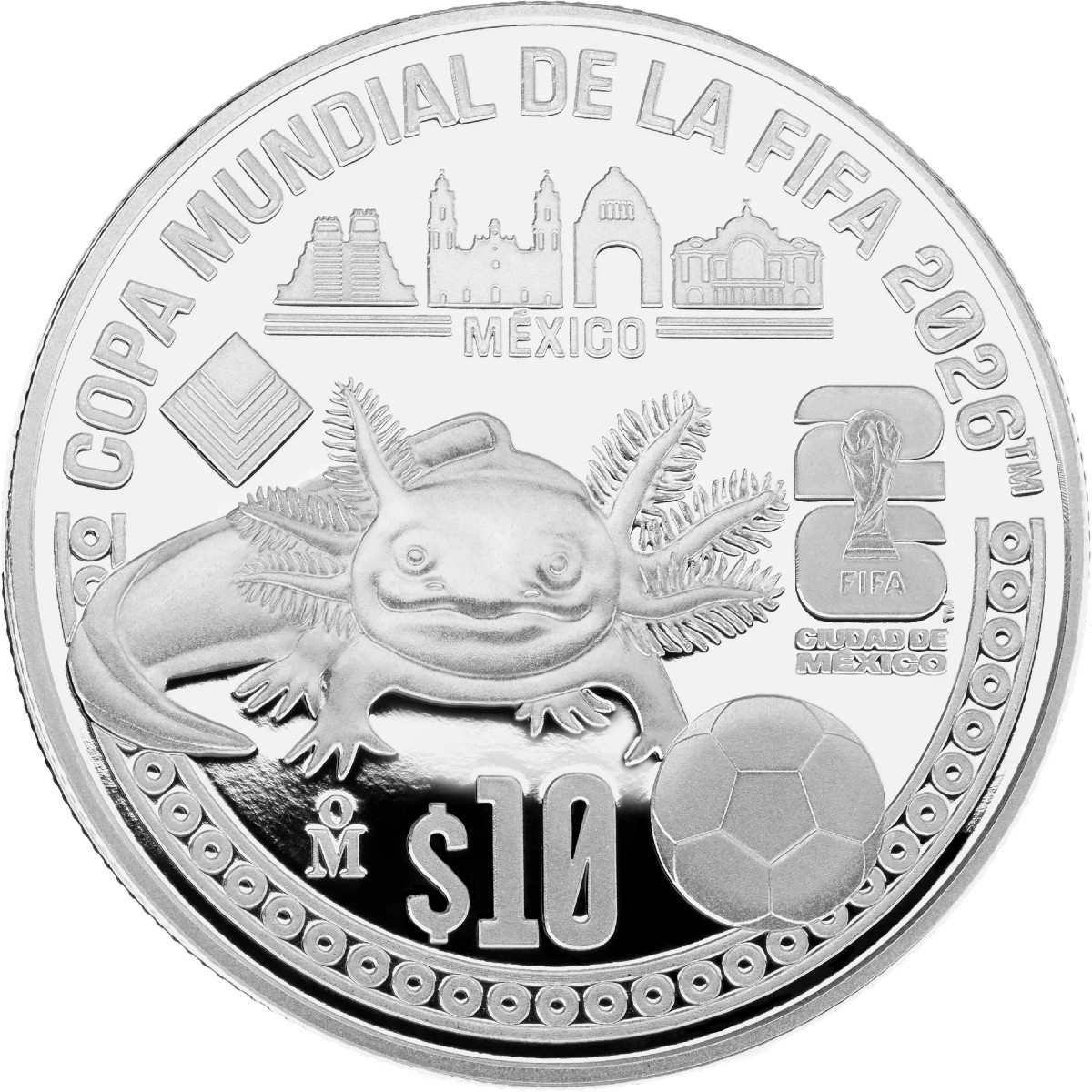 Mexico City FIFA World Cup 2026 10 Pesos 1 oz Pure Silver Coin