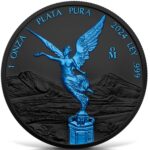 Blue Electric Holo Libertad 2024 1 oz Fine Silver Red Dust Coin