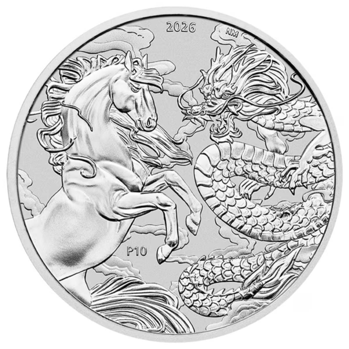 八大龍王 五龍神 青龍（弐）内径約18cm（サイズ変更可15cm～18cm） Chinese Myths and Legends Dragon and Horse 2026 $1 1 oz Pure